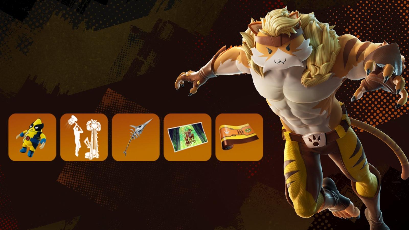 Sabretooth Meowscles fortnite skin bundle