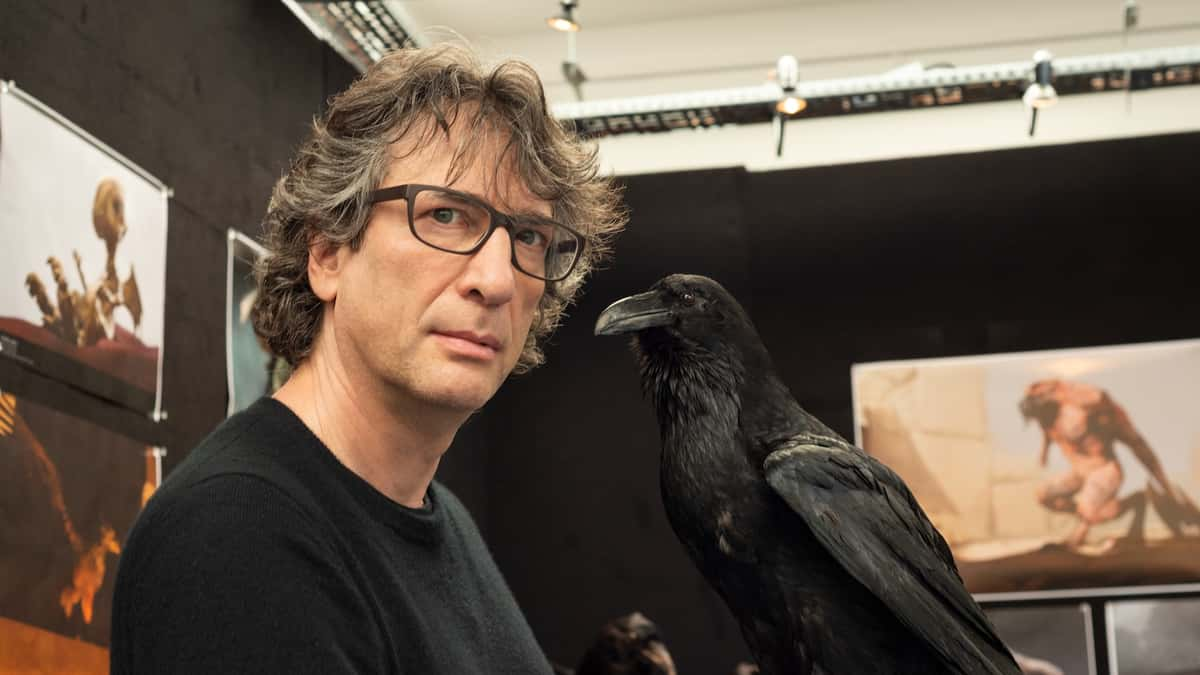 Writer Neil Gaiman on the set of The Sandman