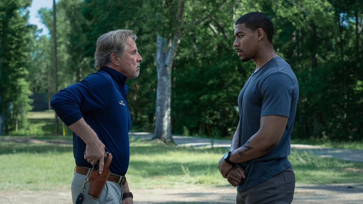 Don Johnson and Aaron Pierre in Rebel Ridge