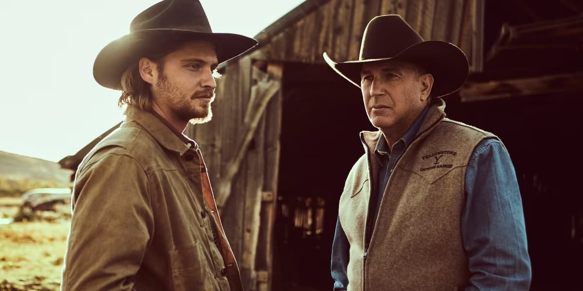 Yellowstone: Luke Grimes as Kayce and Kevin Costner as John Dutton