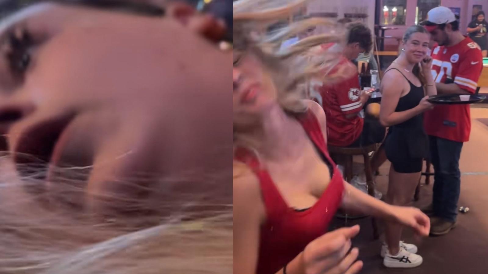 Featured to the left is an image of the bartender reacting to knocking Gracie out as she lay in her arms unconscious.