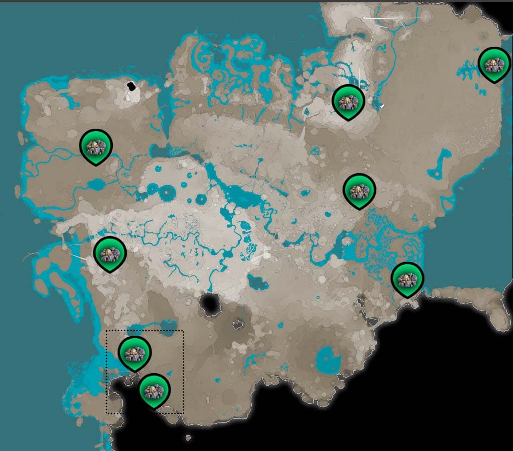 All Pure Caterium Nodes locations in Satisfactory