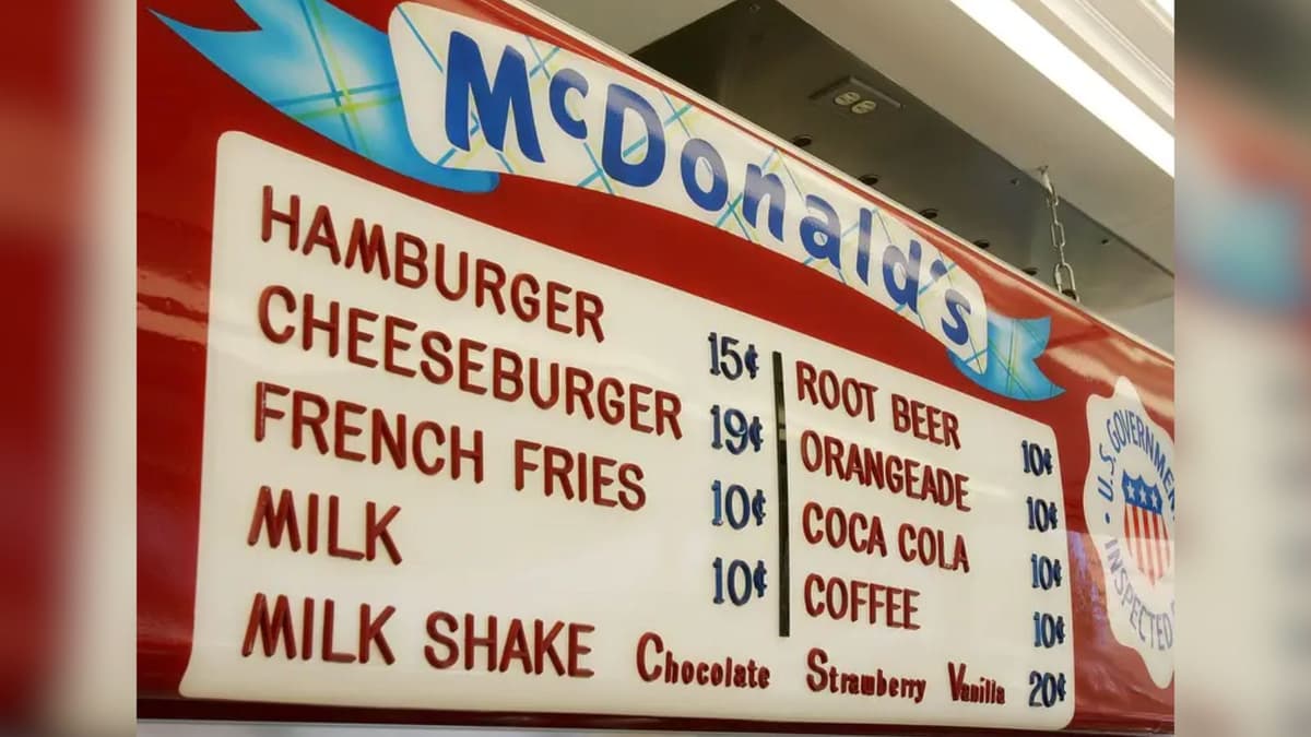 McDonald's menu board from 1980