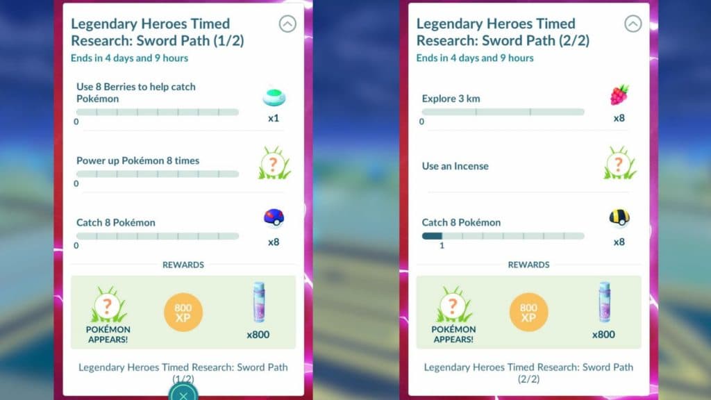 Pokemon Go Legendary Heroes timed research 1 and 2