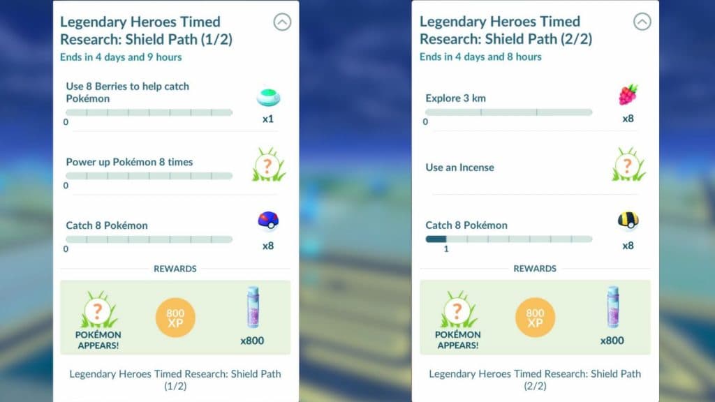 Pokemon Go shield path tasks