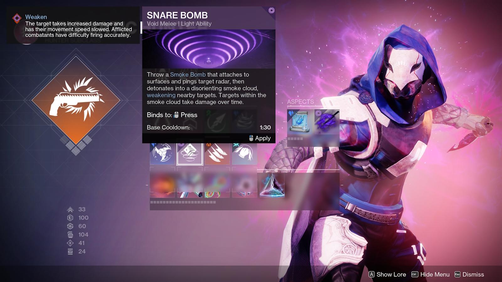 Snare Bomb ability in Destiny 2.