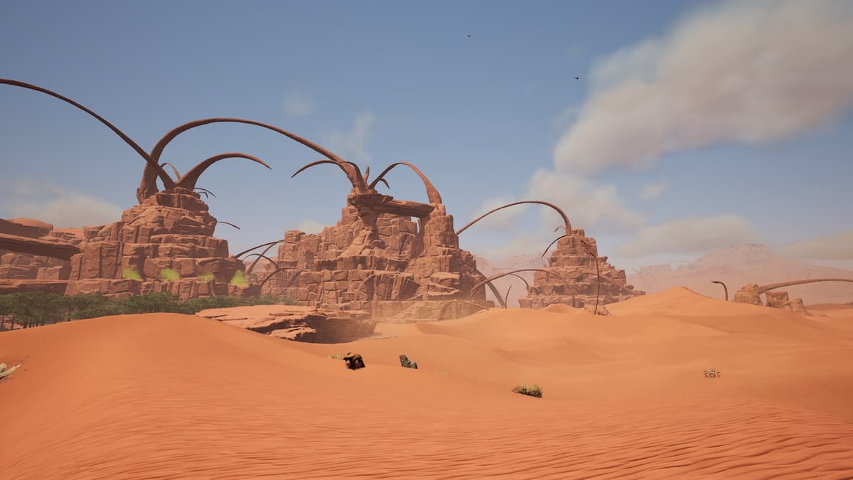 An image of the Dune Desert starting location in Satisfactory 1.0.