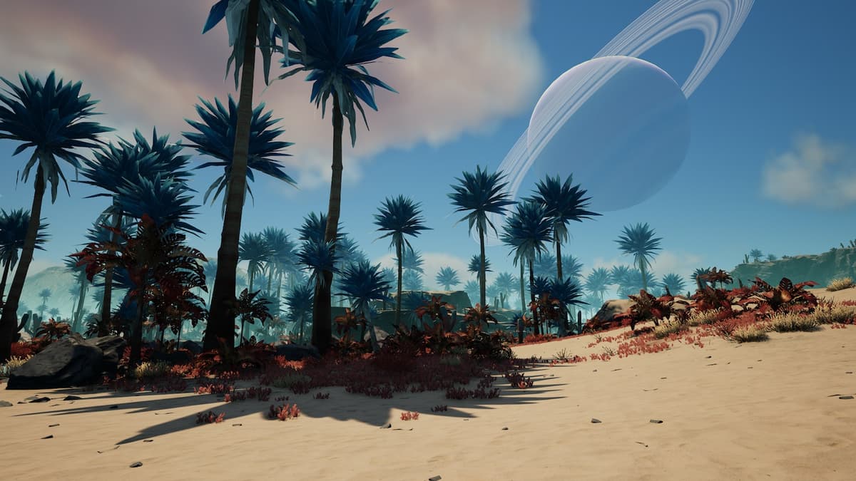 Keyart of the Rocky Desert Biome in Satisfactory.