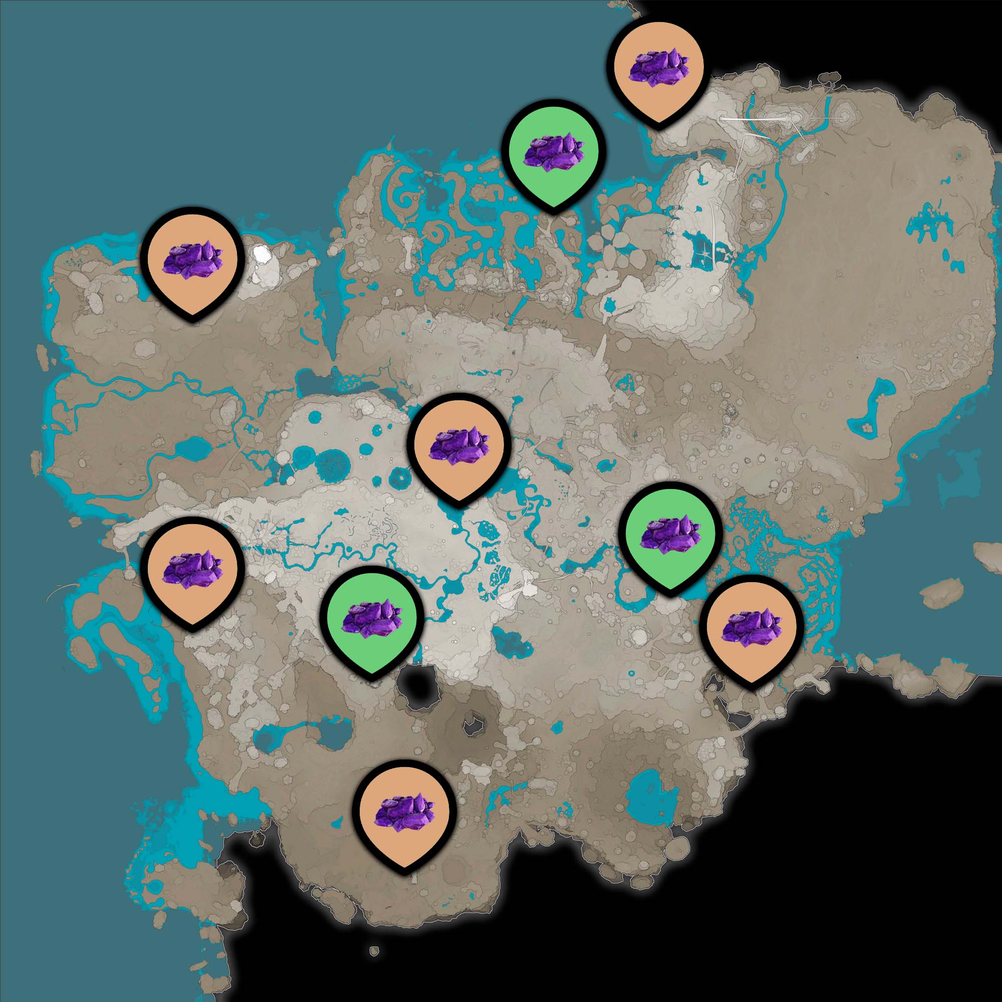 All Sam Ore node locations in Satisfactory