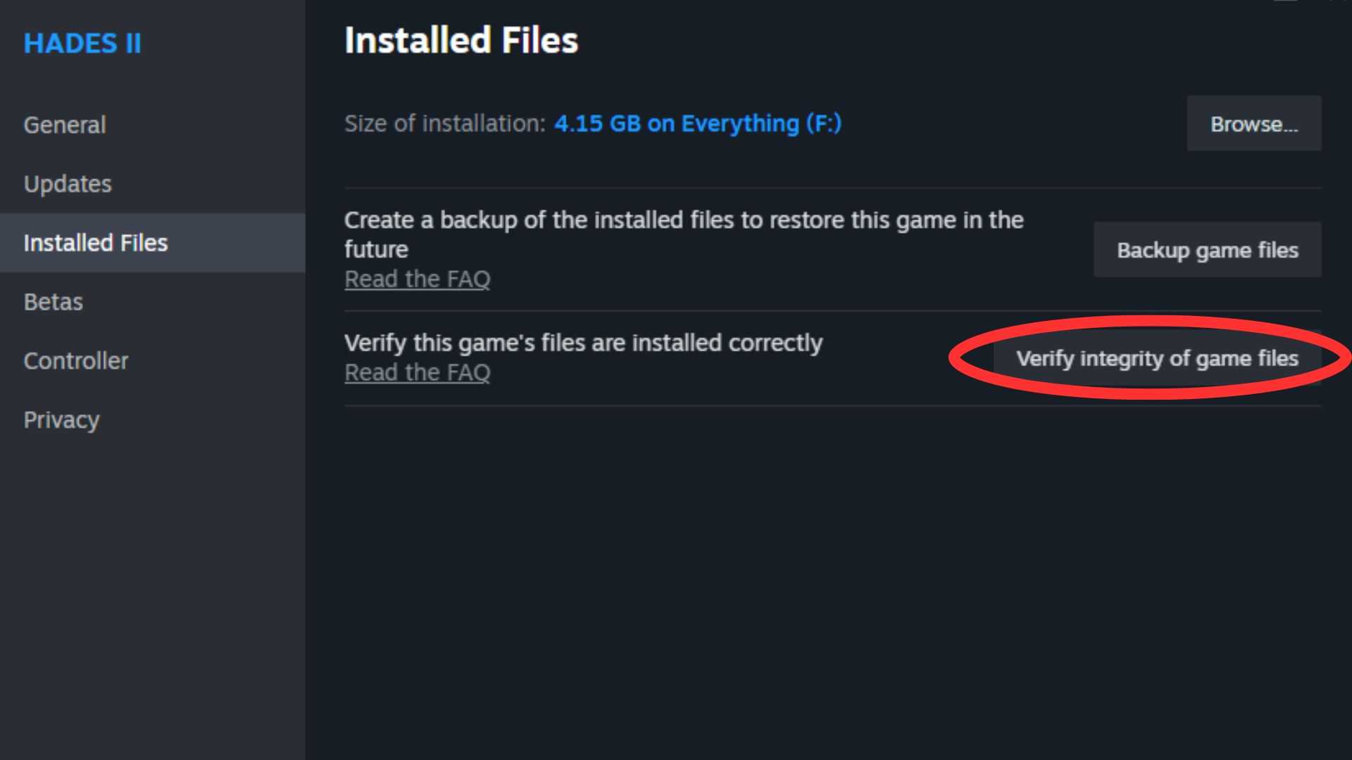 Verify game files on Steam step 3