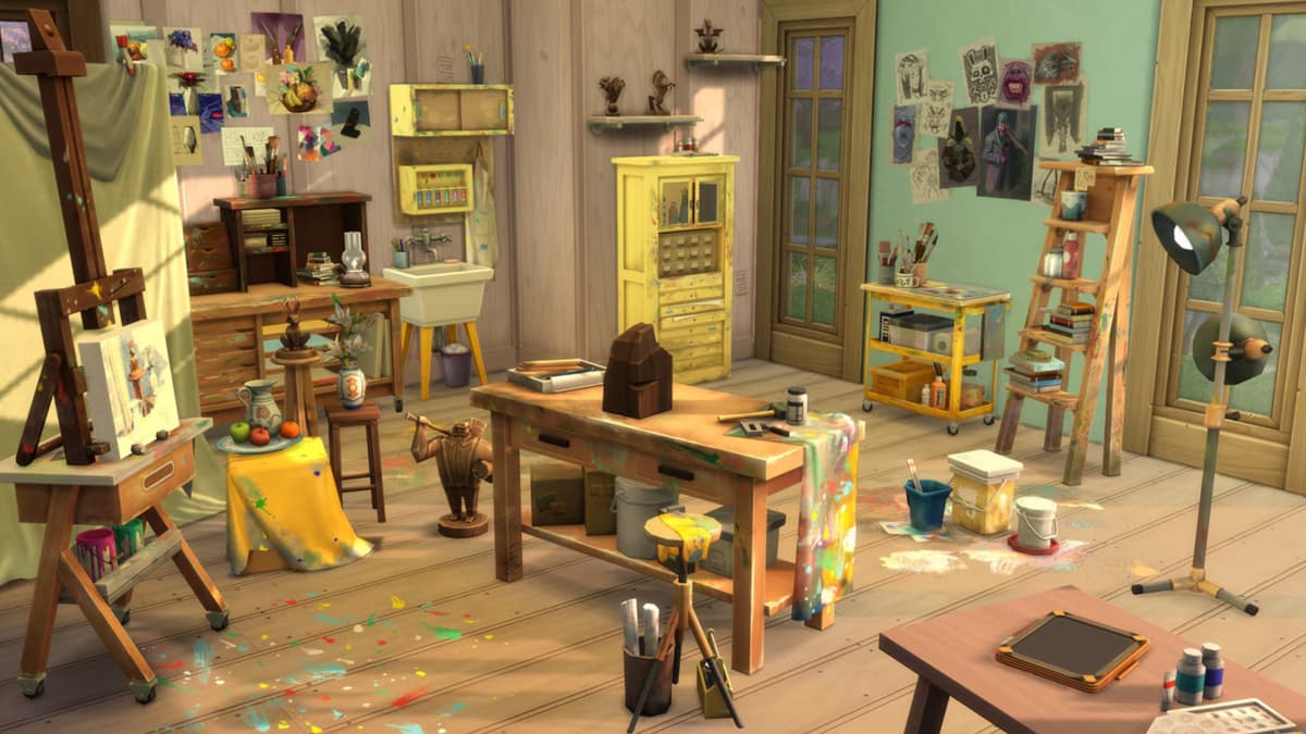 A screenshot featuring The Sims 4 Artist Studio Kit.