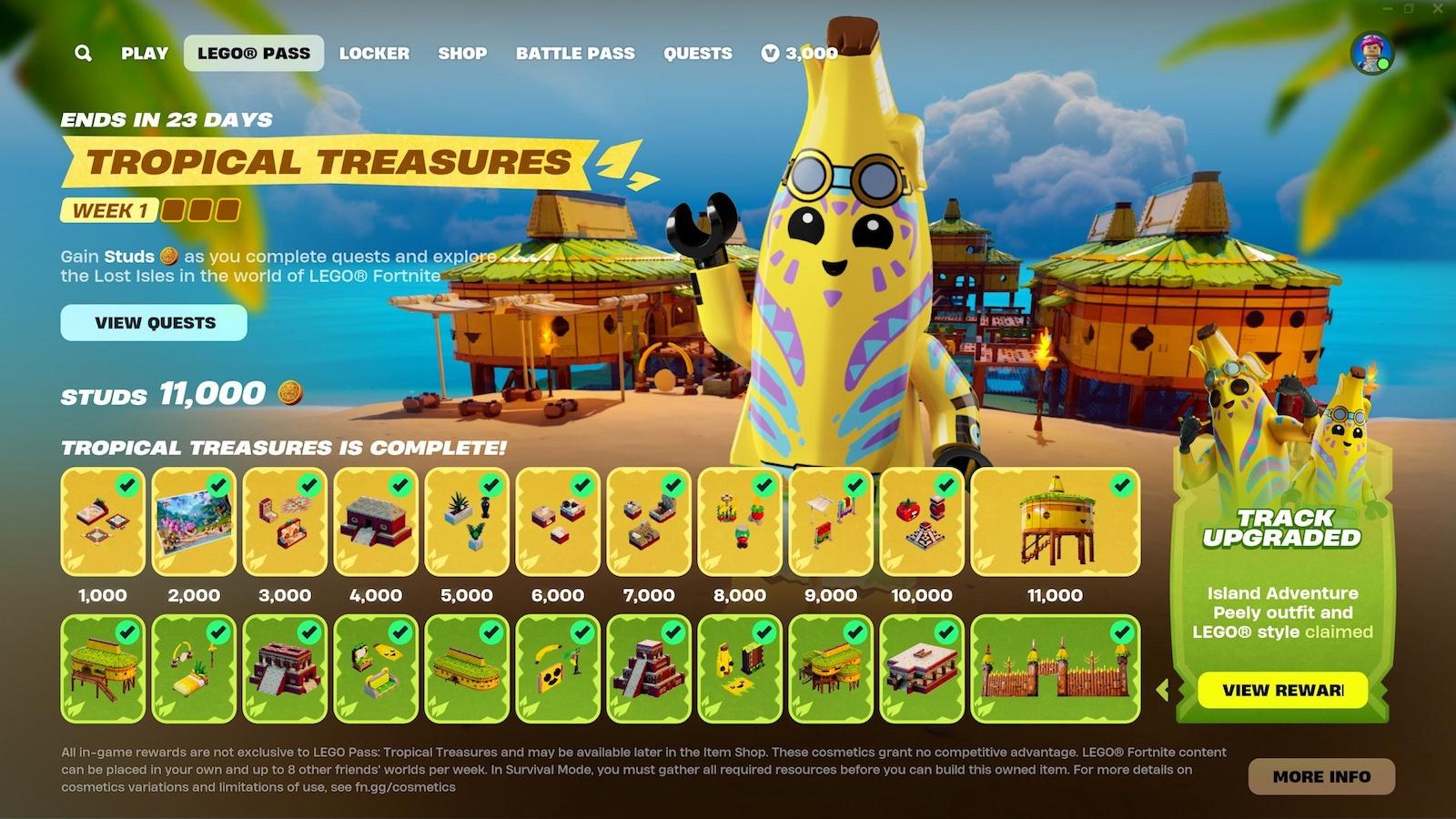 Fortnite Tropical Treasure LEGO pass