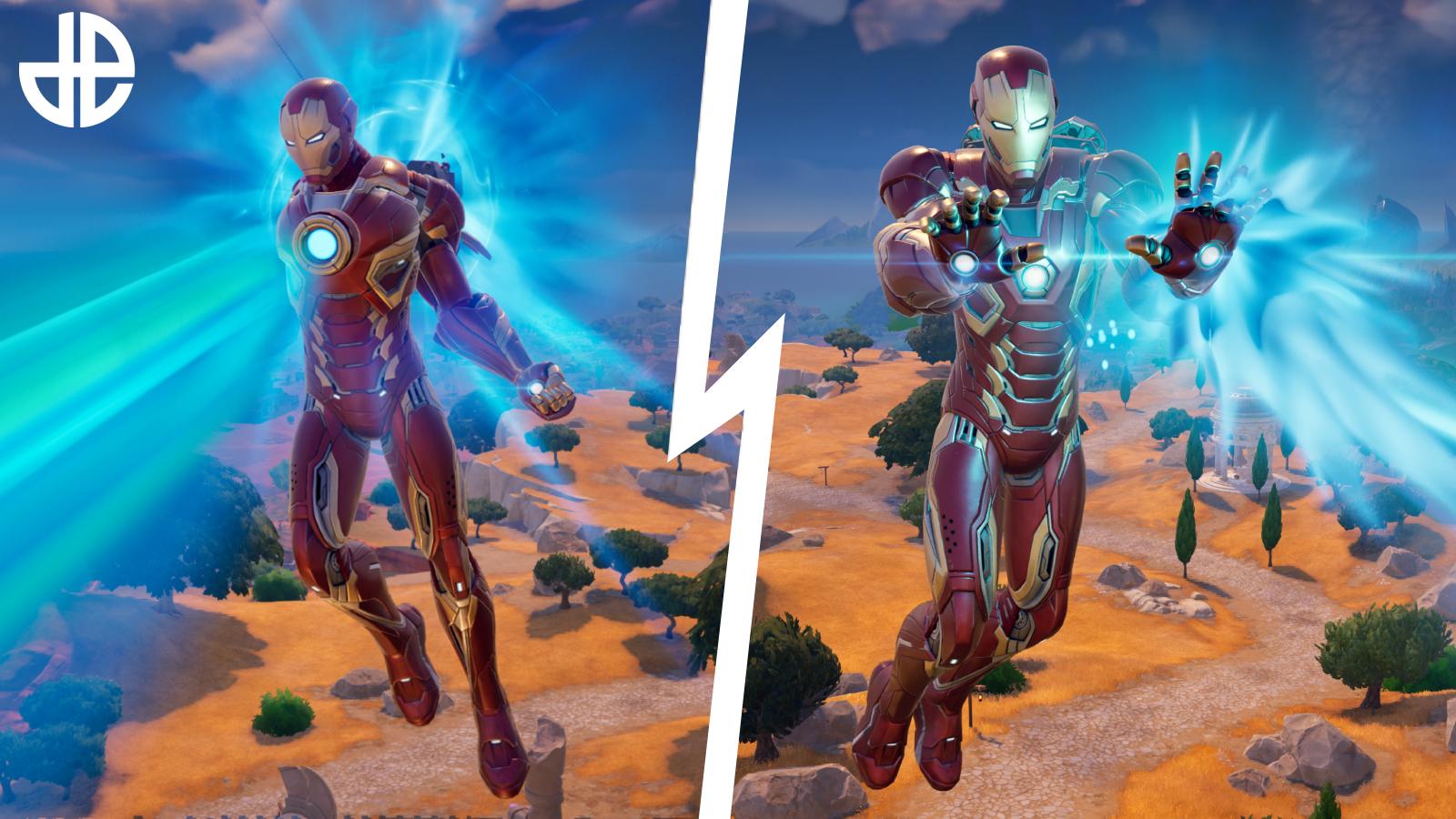 Боевой комплект Fortnite Iron Man с использованием Unibeam и Repulsors.