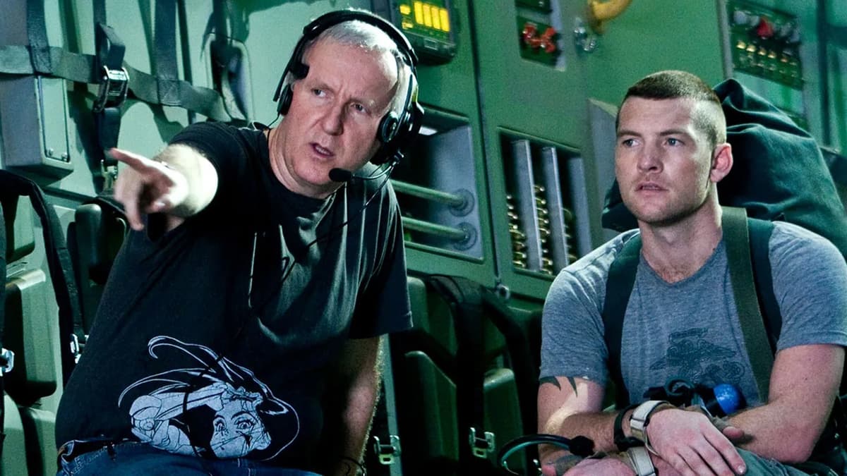 James Cameron directing Sam Worthington in Avatar.