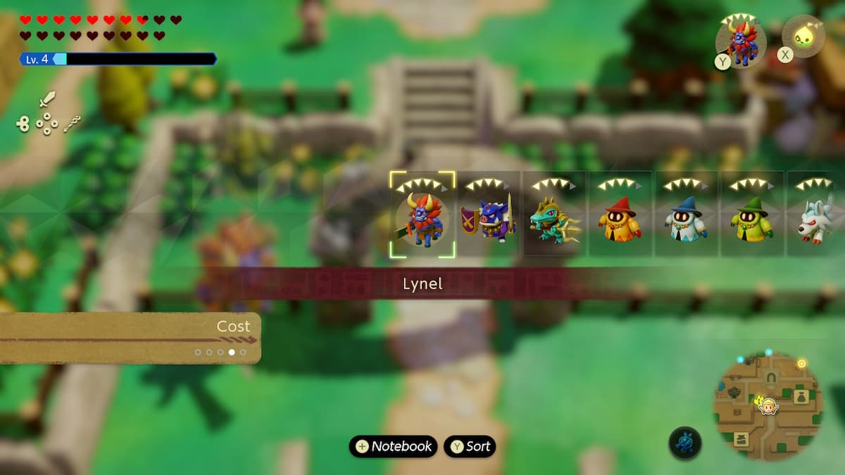 A picture showing how much energy is needed to summon a Lynel in Echoes of Wisdom