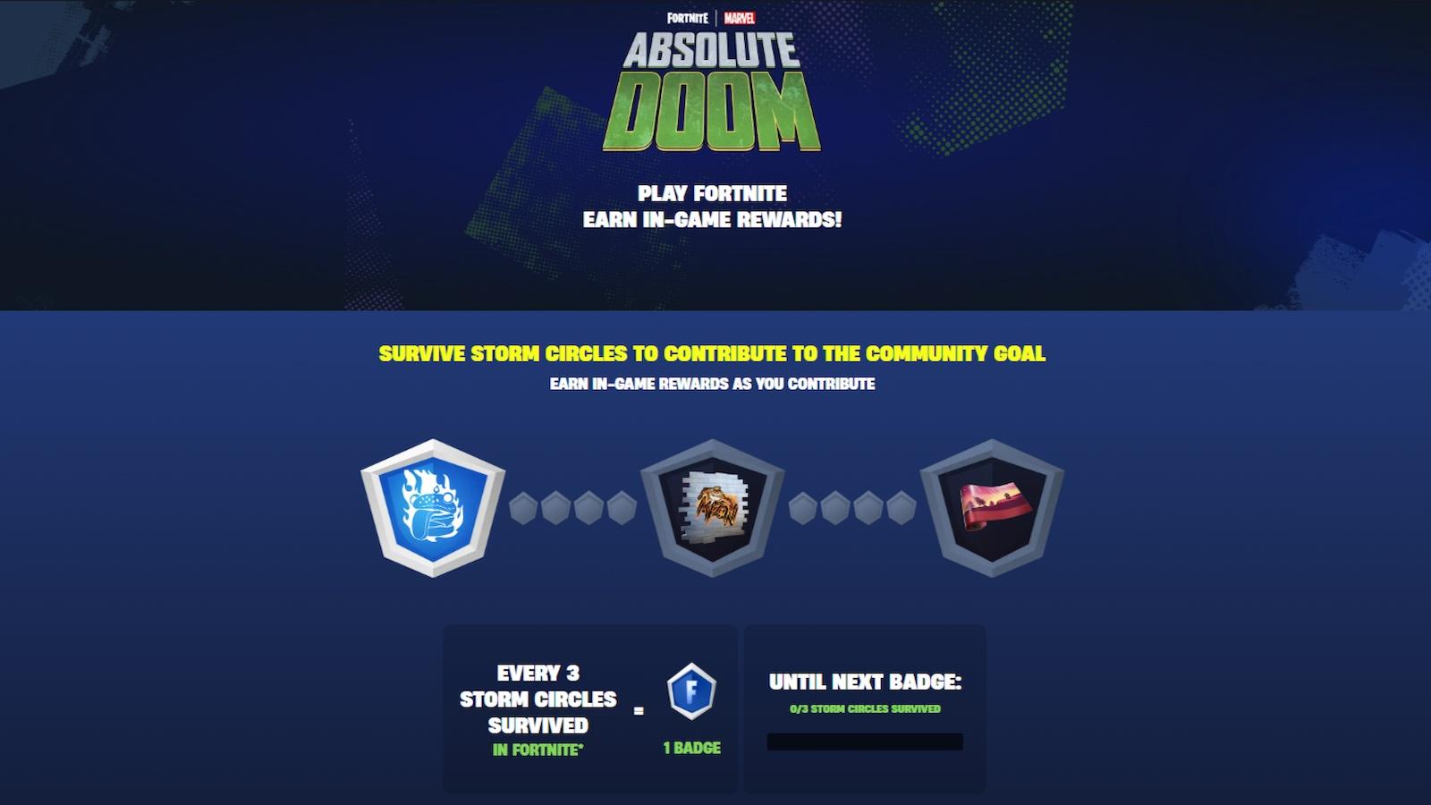 Fortnite Absolute Doom community goals badges