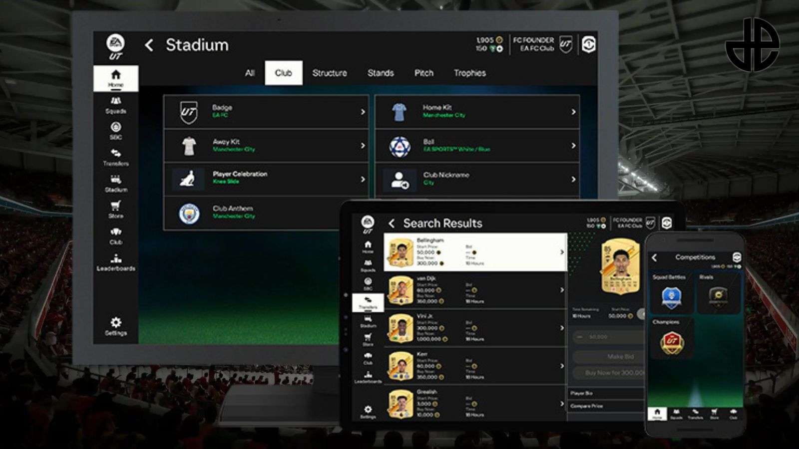 Screenshot of EA FC 25 Web App menus