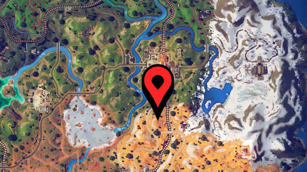 Fortnite map with a marker showing the location of Stark chest