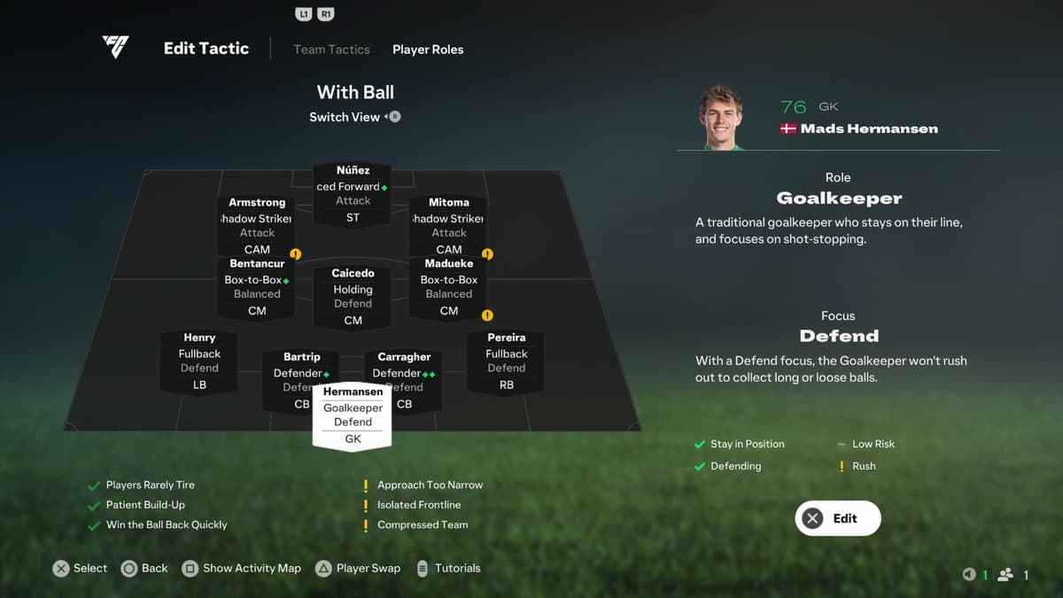 Screenshot of 4-3-2-1 tactics in EA FC 25