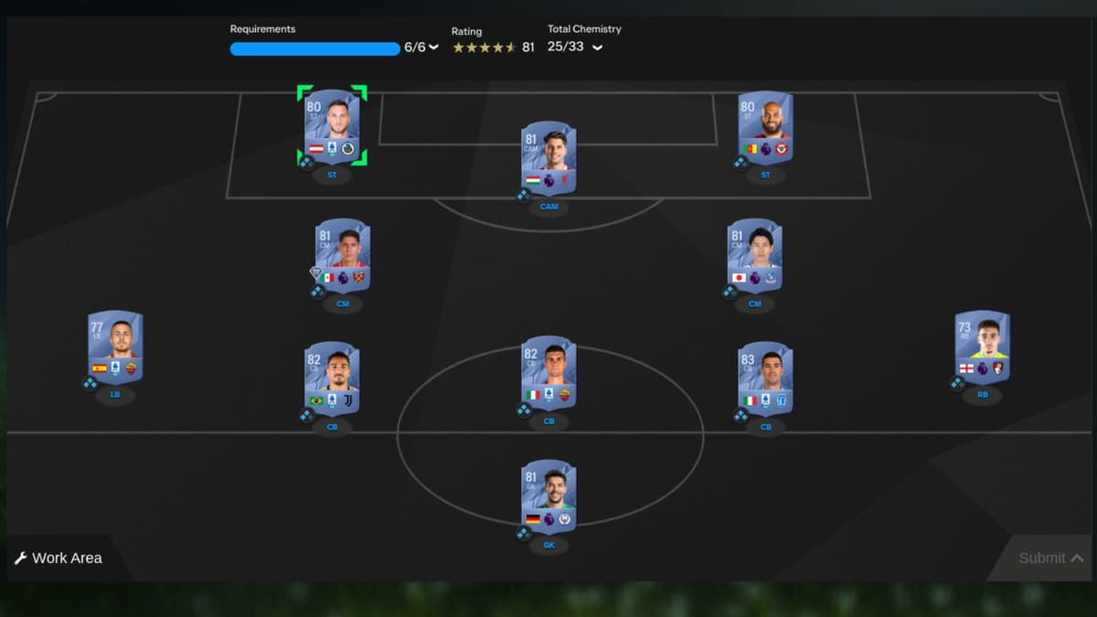 Screenshot of Around the World SBC solution in EA FC 25