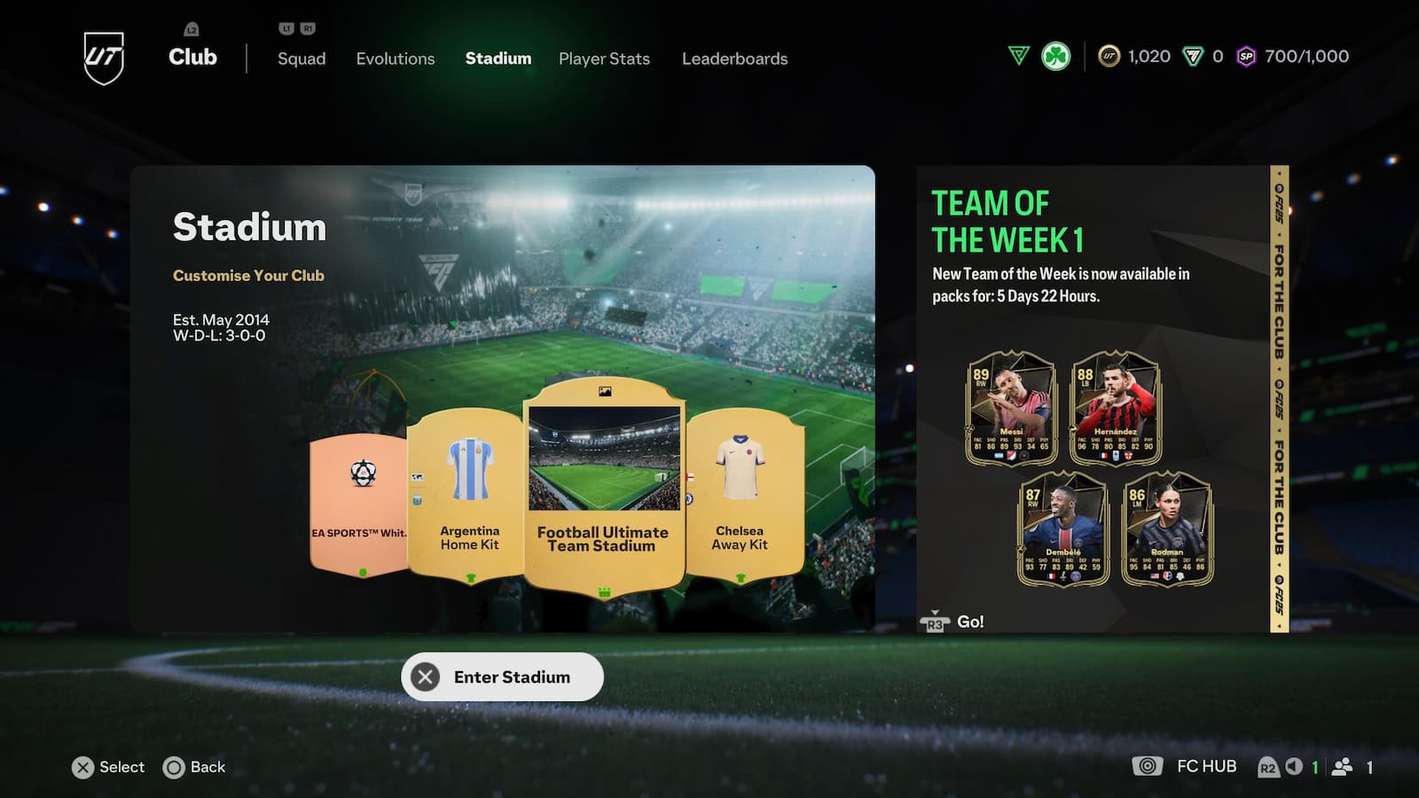 Ultimate Team Club screen in EA FC 25