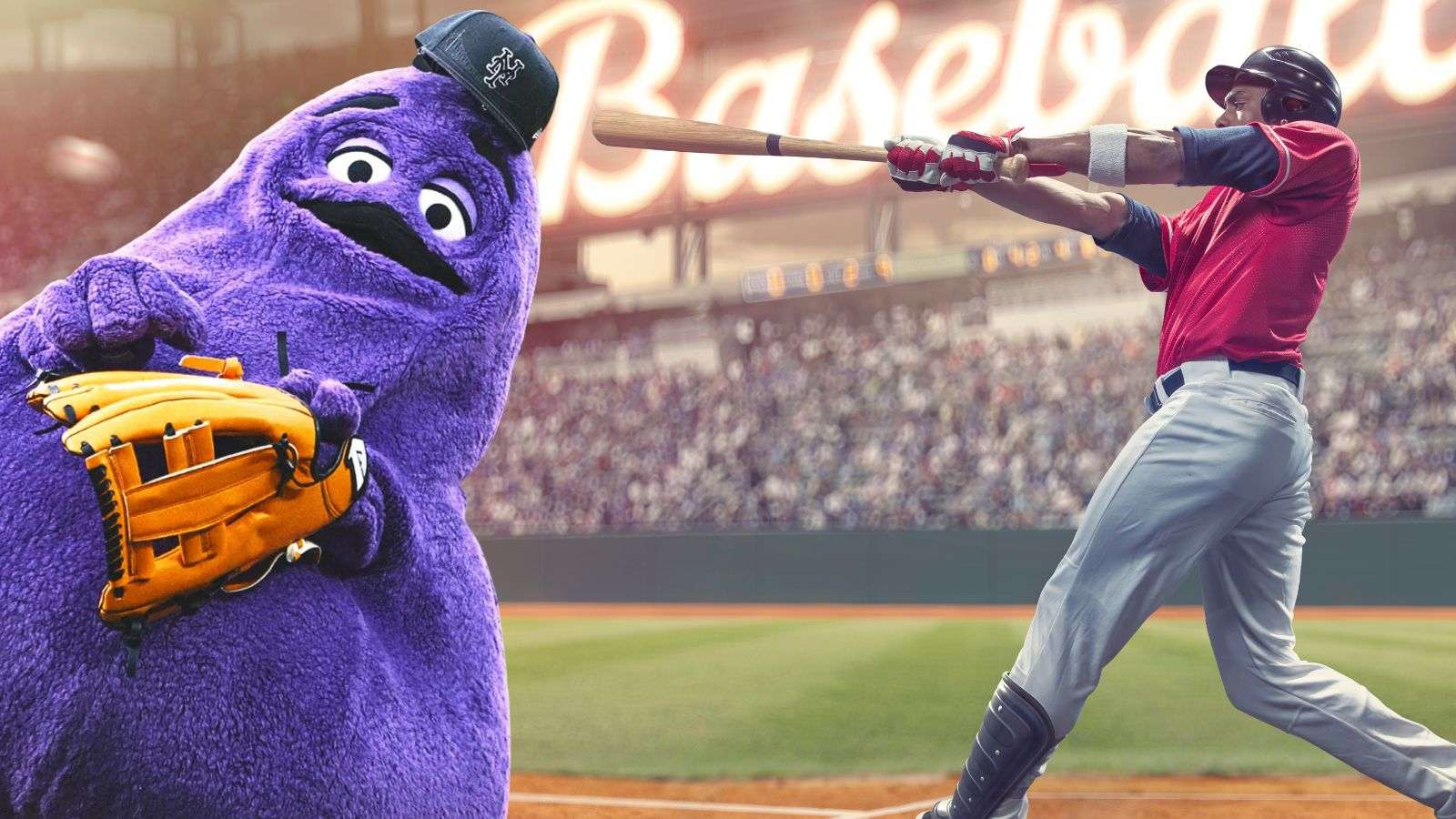 grimace and a baseball player.