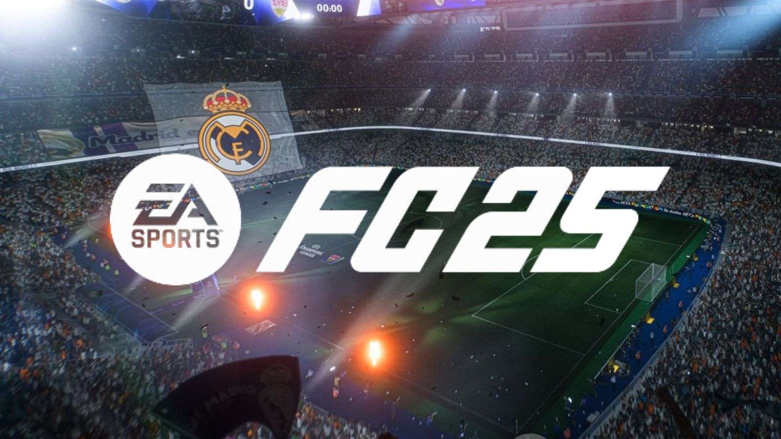 Real Madrid stadium with EA FC 25 logo