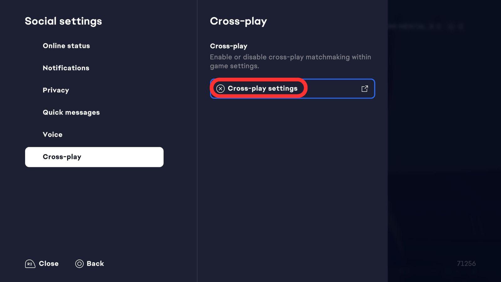 Box highlighting crossplay settings in EA FC 25