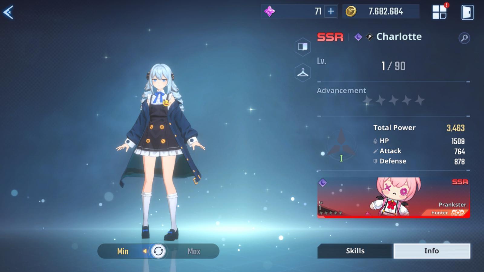 Charlotte hunter character stats in Solo Leveling Arise.