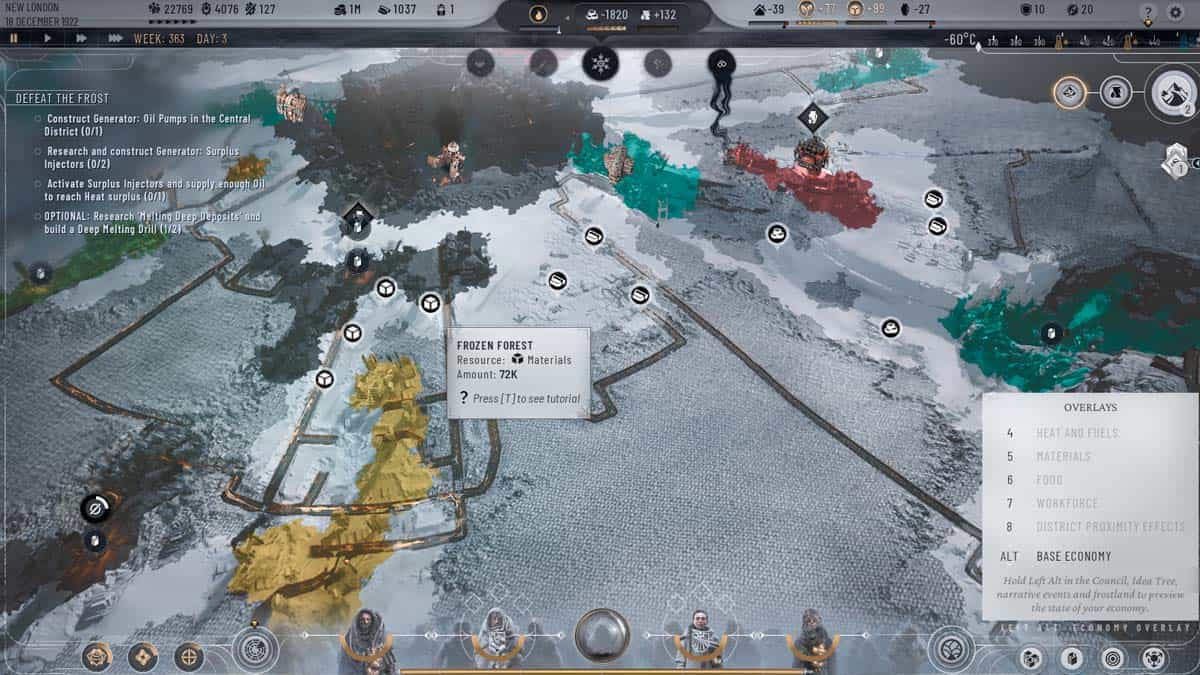 Como aumentar a produção de materiais no Frostpunk 2