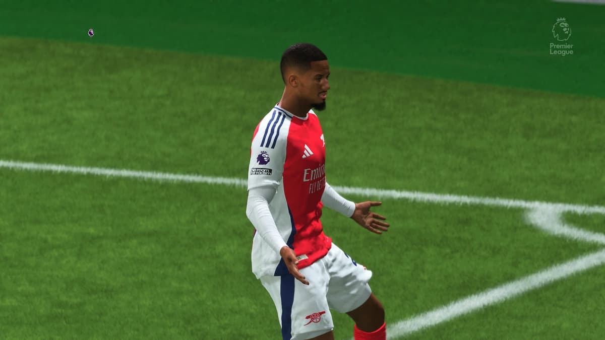 William Saliba celebrating a goal in EA FC 25