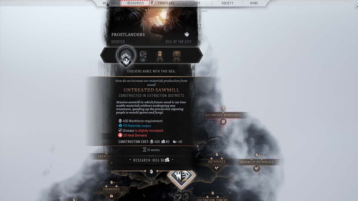 Como aumentar a produção de materiais no Frostpunk 2