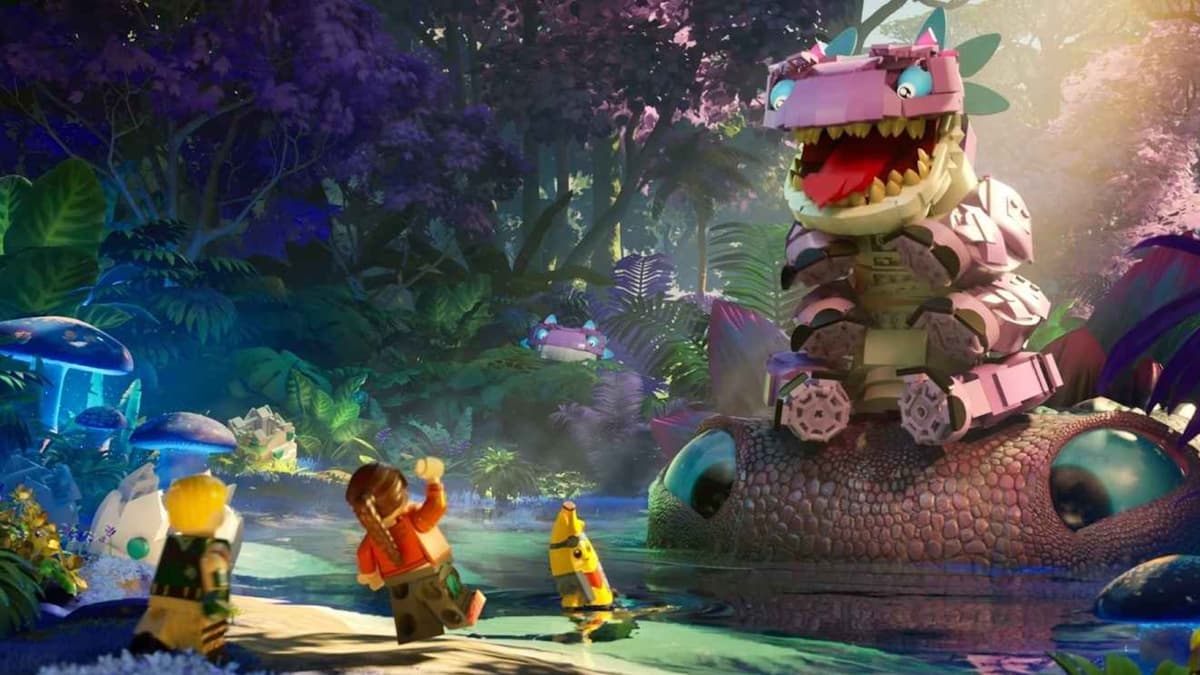 A screenshot featuring Klombo in LEGO Fortnite.