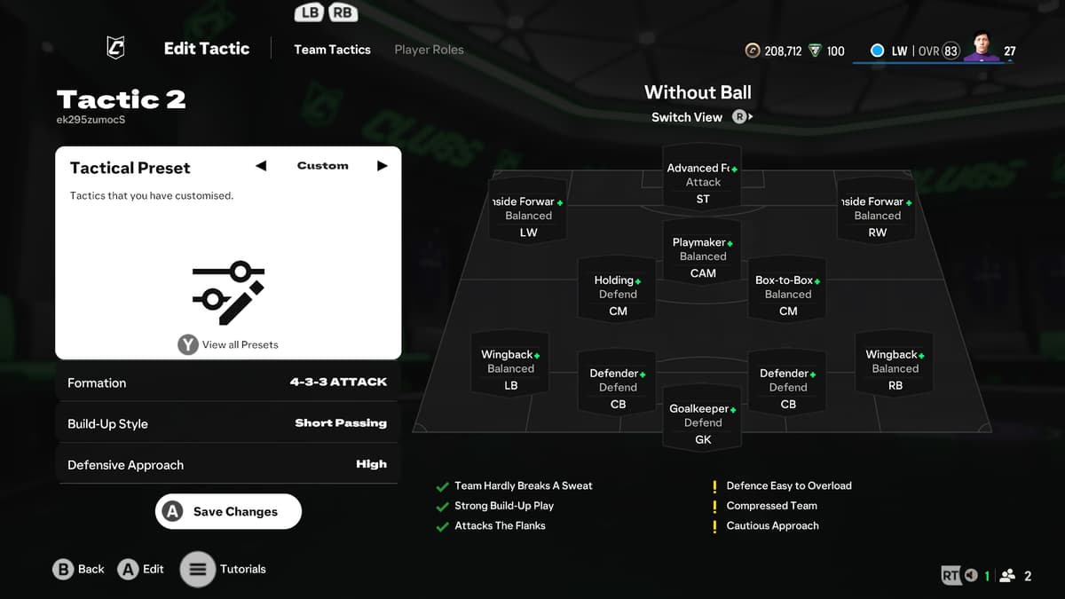 Screenshot of a meta 433 Attack Clubs formation in EA FC 25.