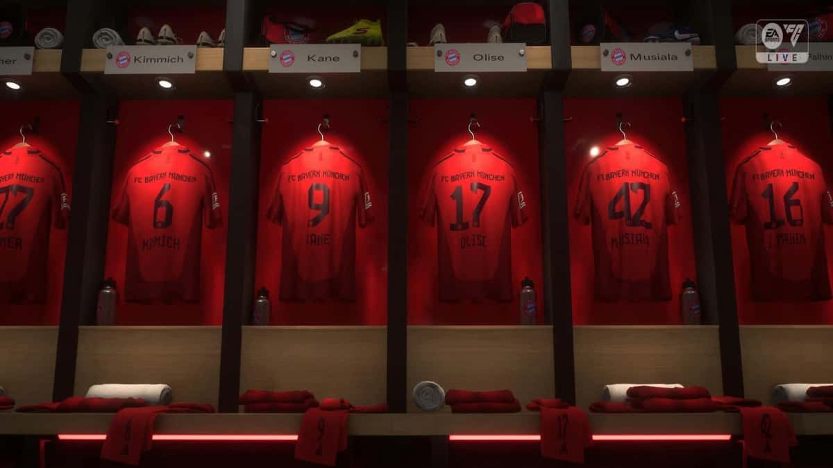 FC Bayern Munich kits before a match in EA FC 25.