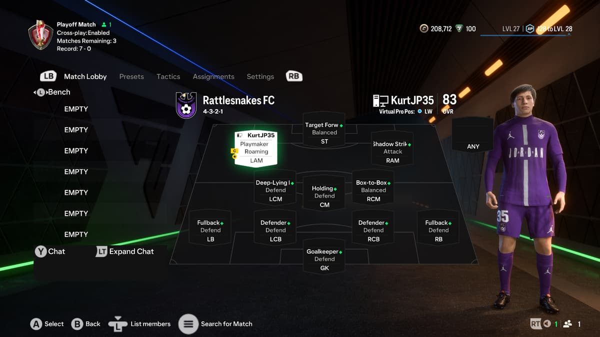 Screenshot of the tactics screen in EA FC 25 Clubs.