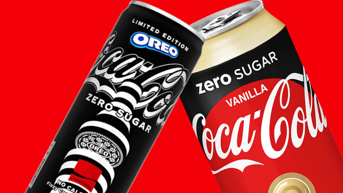 oreo coke next to vanilla coke