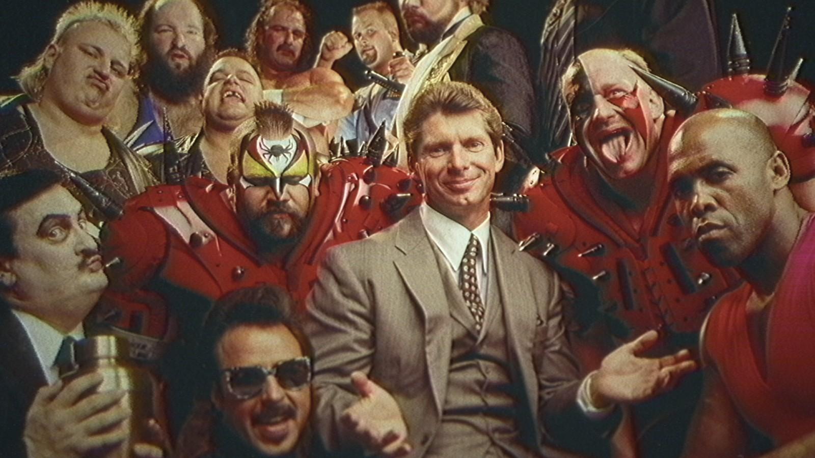 A photo of Vince McMahon and wrestling stars in Mr McMahon