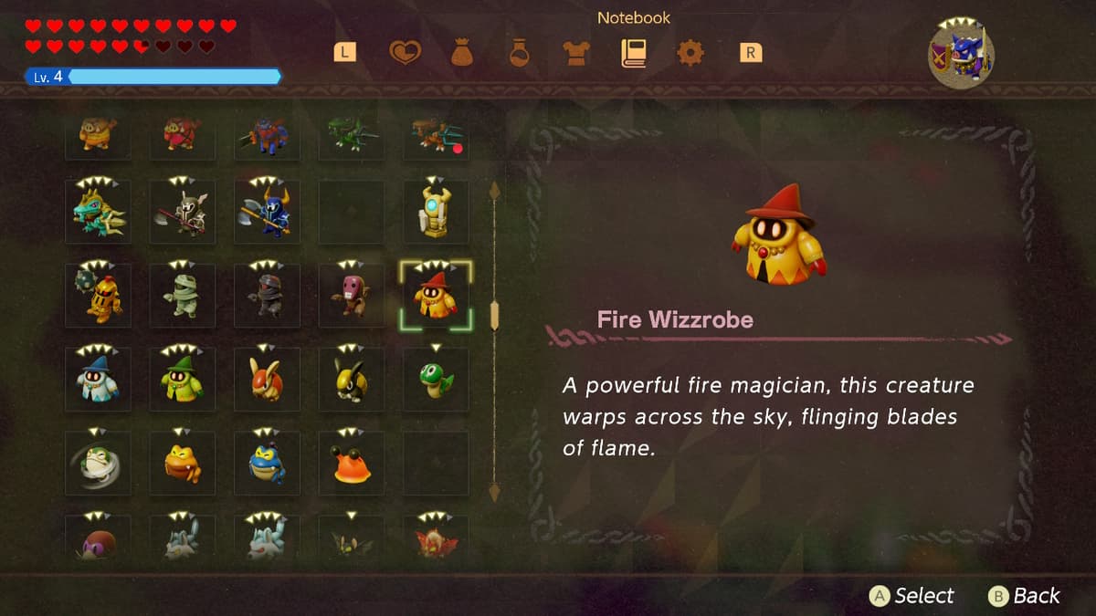 Wizzrobe on inventory screen