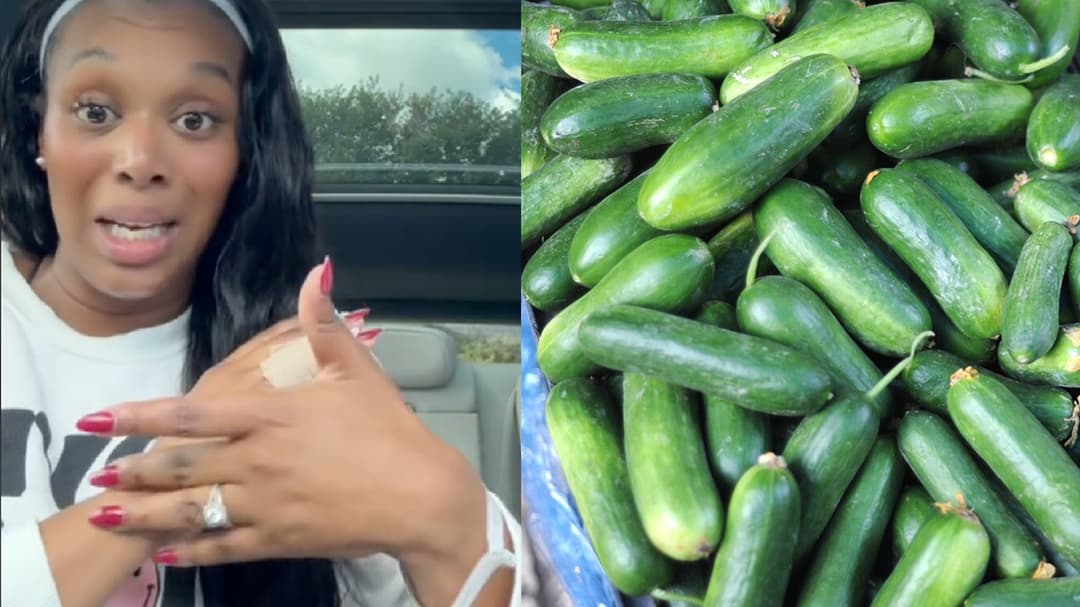 Mujer advierte contra la tendencia viral de la ensalada de pepino después de que le cortaran el dedo