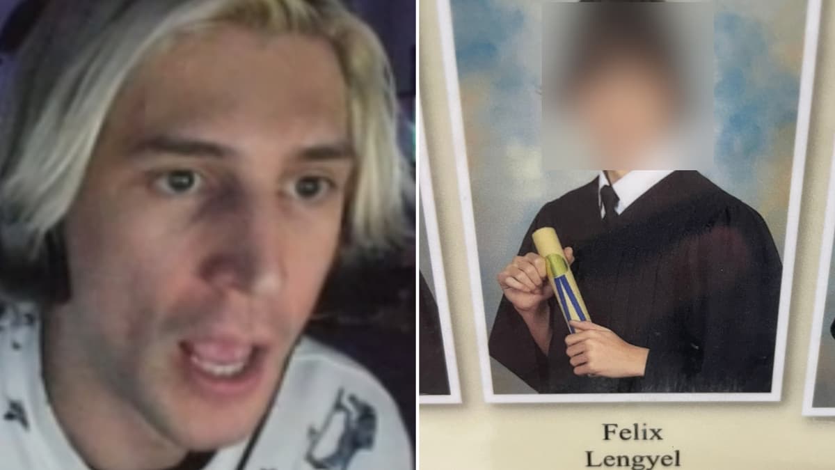 xqc next to yearbook photo