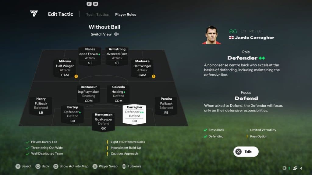 Screenshot of Defender Player Role in EA FC 25