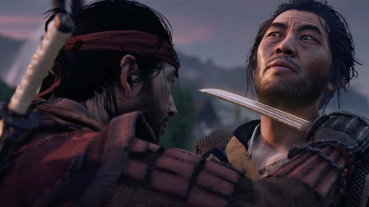 Jin threatening another samurai with a knife