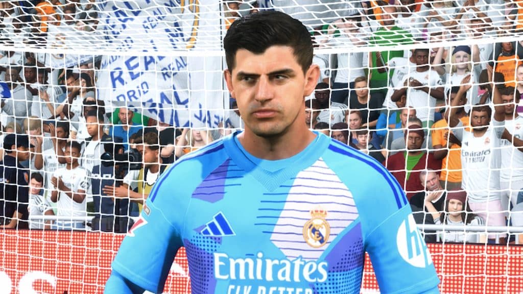 Screenshot of goalkeeper Thibaut Courtois in EA FC 25.