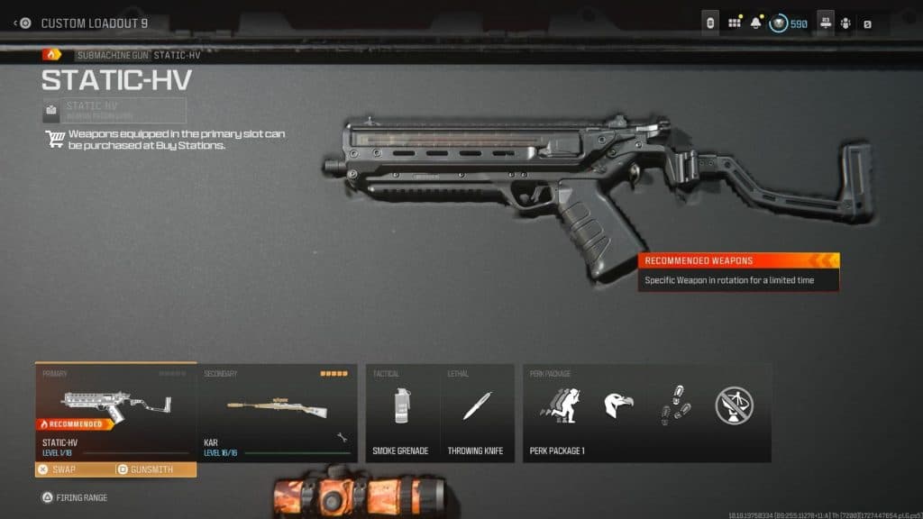 Screenshot of best loadout to get Ghost title with in Warzone