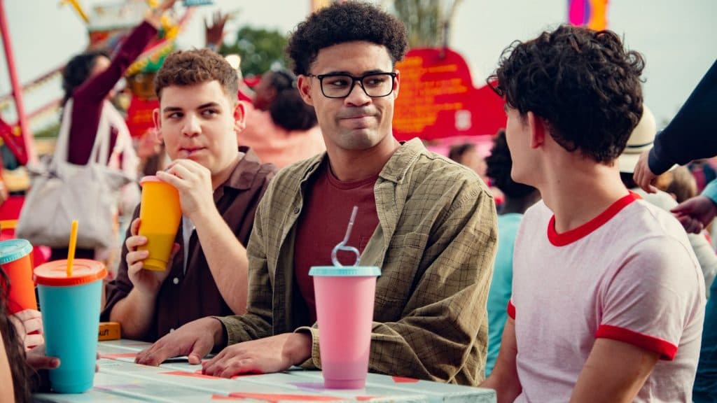 Isaac, Michael, and Charlie in Heartstopper Season 3