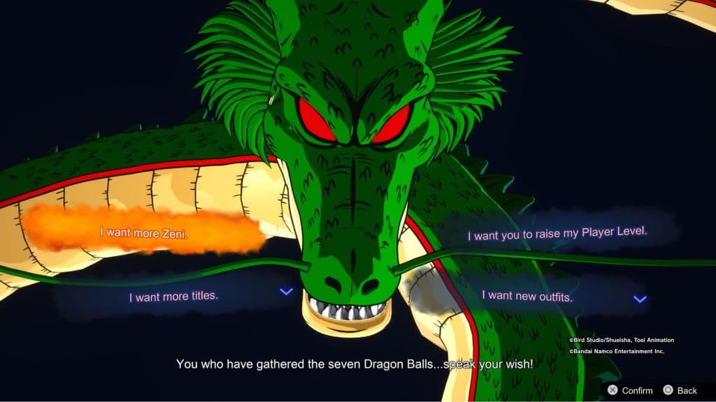 A screenshot of Shenron being summoned in Dragon Ball: Sparking Zero.