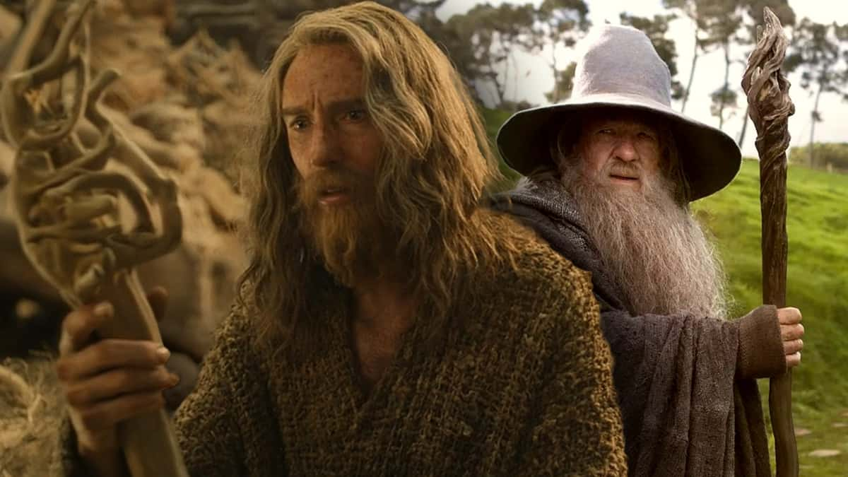 Daniel Weyman and Ian McKellen as Gandalf in Rings of Power and Lord of the Rings