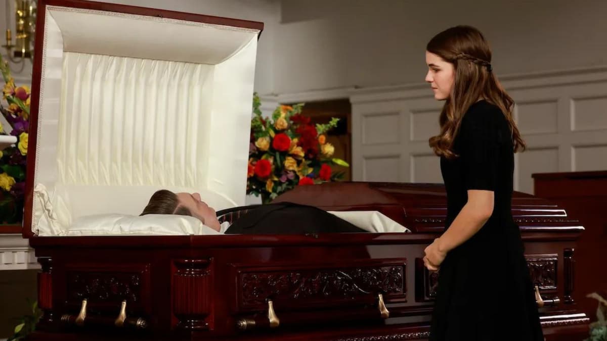 Missy stands at George's casket in the Young Sheldon finale