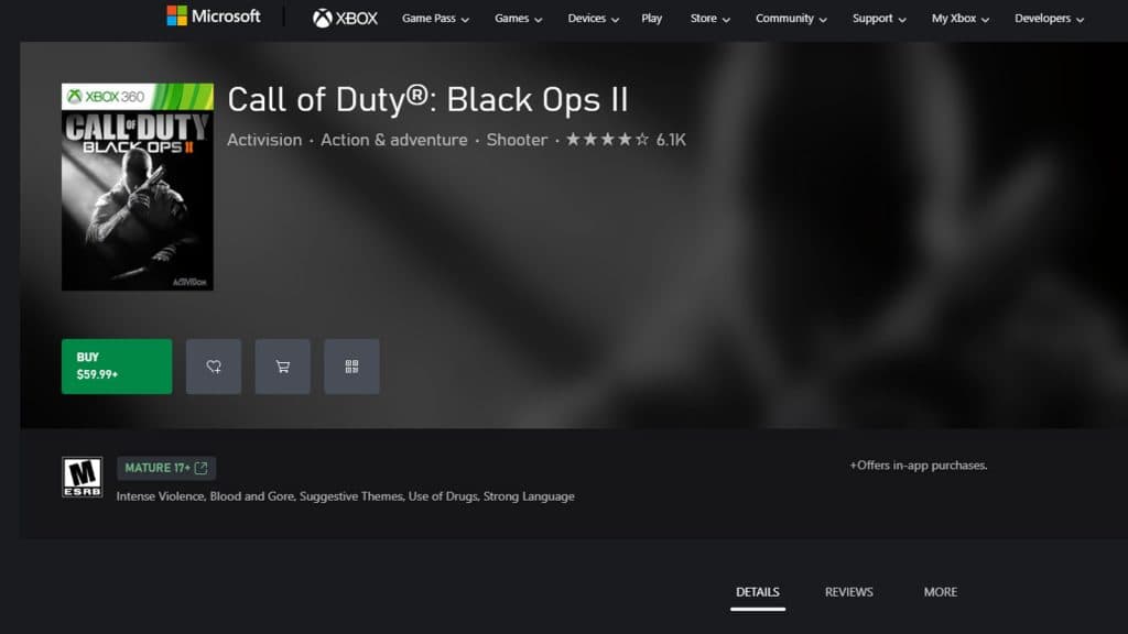 black ops 2 costing $60 on microsoft xbox store